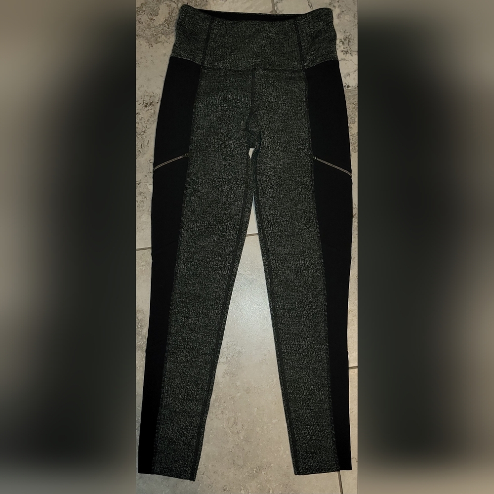 Athleta Metro Drifter‎ High Rise Leggings Stretch Grey/Black Herringbone Sz XS
